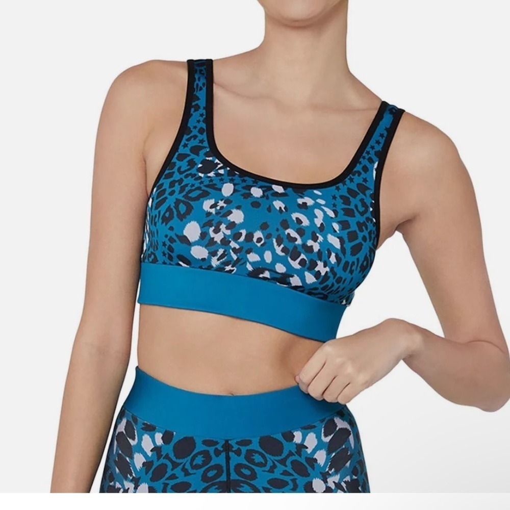 Cor by Ultracor Leopard Print Blue Sports Bra NWT Size Small